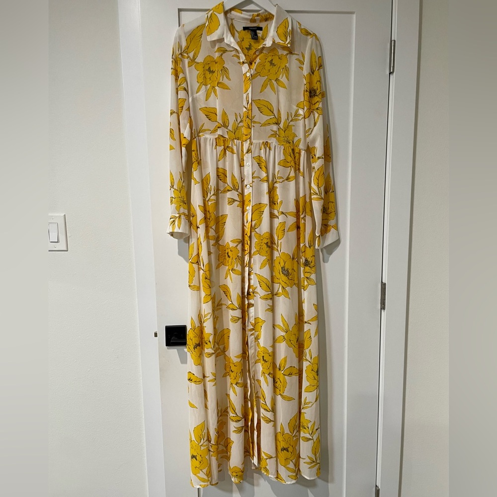 Forever21 Large Sheer Floral Sleeved Maxi Dress